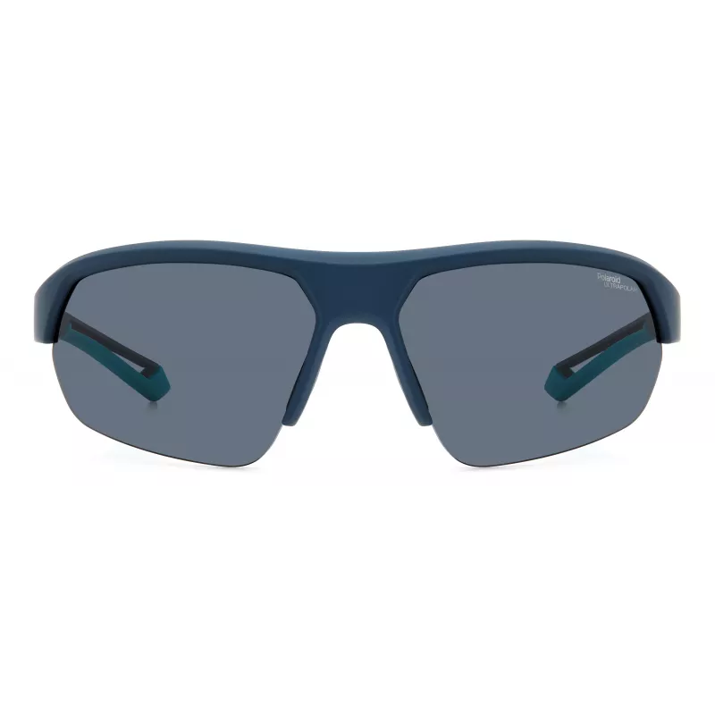 POLAROID PLD7048SZX9G6 Unisex taisnstūra saulesbrilles - Melns rāmis, pelēki zaļas polarizētas lēcas 65mm