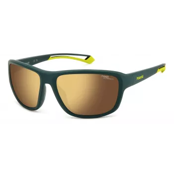 Polaroid PLD7049SGP7 Unisex taisnstūra saulesbrilles - melns rāmis, pelēkas polarizētas lēcas 62 mm
