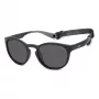 Polaroid PLD7050S003 Unisex taisnstūra saulesbrilles - Melns rāmis, pelēkas polarizētas lēcas