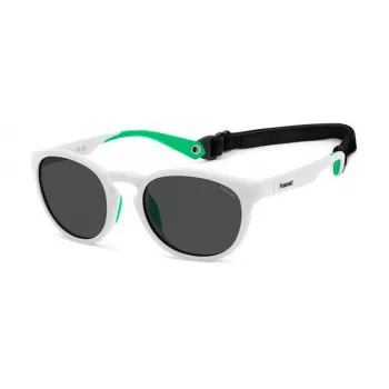 POLAROID PLD7050SVK6 Unisex taisnstūra saulesbrilles - Melns rāmis, pelēkas polarizētas lēcas 52mm