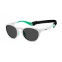 POLAROID PLD7050SVK6 Unisex taisnstūra saulesbrilles - Melns rāmis, pelēkas polarizētas lēcas 52mm