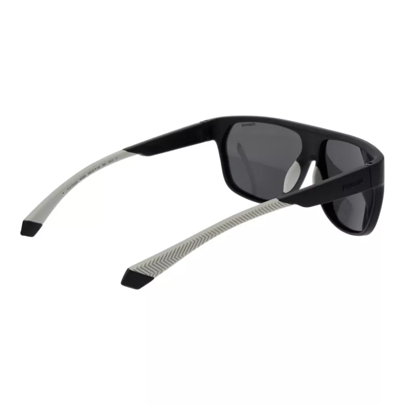 POLAROID PLD7053S60003 Vīriešu kvadrātveida saulesbrilles - Melns rāmis, pelēkas polarizētas lēcas