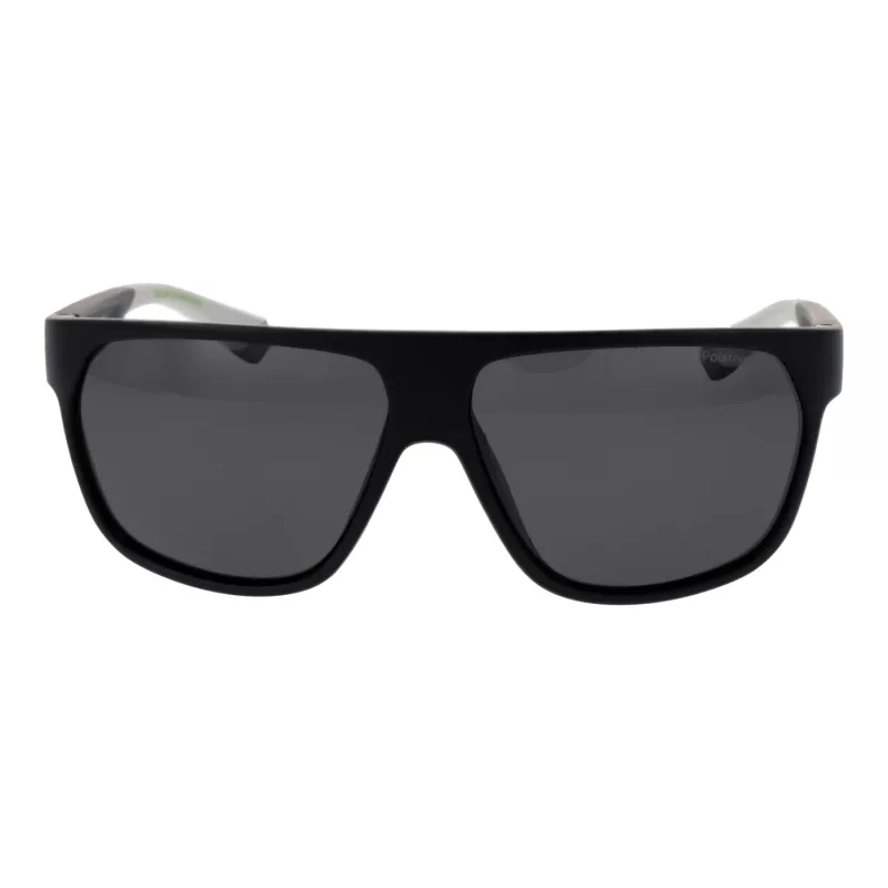POLAROID PLD7053S60003 Vīriešu kvadrātveida saulesbrilles - Melns rāmis, pelēkas polarizētas lēcas