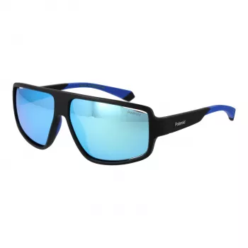 Polaroid PLD7054S610VK Vīriešu taisnstūra polarizētas saulesbrilles - Melns rāmis, pelēkas lēcas 61mm