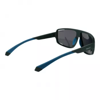 Polaroid PLD7054S61DLD Vīriešu taisnstūra saulesbrilles - Melns rāmis, pelēkas lēcas