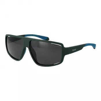 Polaroid PLD7054S61DLD Vīriešu taisnstūra saulesbrilles - Melns rāmis, pelēkas lēcas