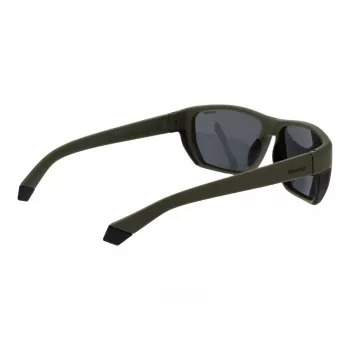 POLAROID PLD7057S60DLD Vīriešu taisnstūra saulesbrilles - tumši pelēks rāmis, pelēka polarizēta lēca