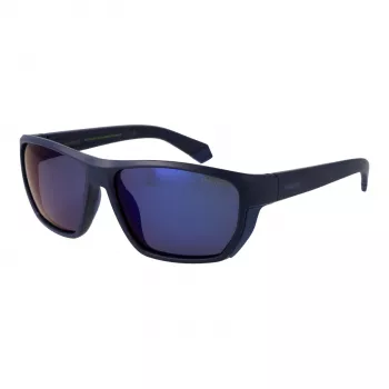 Polaroid PLD7057S60FLL Vīriešu taisnstūra polarizētas saulesbrilles - Melns rāmis, pelēkas lēcas