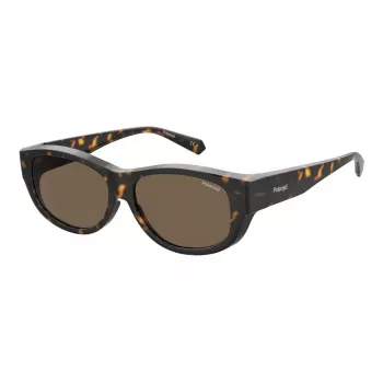Polaroid PLD9020S086 Unisex Saulesbrilles Havana Kvadrātveida Plastmasas Rāmis Brūna Polarizēta Lēca