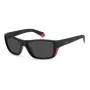 POLAROID SPORT MAN Saulesbrilles PLD7046S3MR Taisnstūra Sporta Wrap Melns Rāmis Pelēkas Polarizētas Lēcas 57-17-135 mm