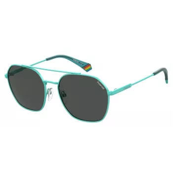 POLAROID Unisex PLD6172S5CB Pilot Saulesbrilles - Melns Rāmis Pelēkas Polarizētas Lēcas 57mm