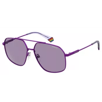 POLAROID Unisex PLD6173SB3V Taisnstūra saulesbrilles - Melns rāmis, pelēkas lēcas