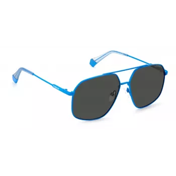 POLAROID Unisex PLD6173SMVUM9 Saulesbrilles - Melns Rāmis, Pelēkas Polarizētas Lēcas, 58mm
