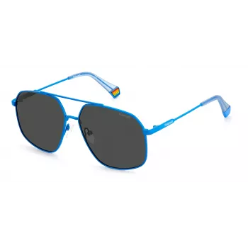 POLAROID Unisex PLD6173SMVUM9 Saulesbrilles - Melns Rāmis, Pelēkas Polarizētas Lēcas, 58mm