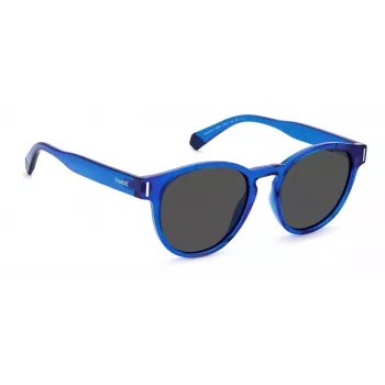 POLAROID Unisex PLD6175SPJPC3 Taisnstūra saulesbrilles - Melns rāmis, pelēkas polarizētas lēcas 51mm