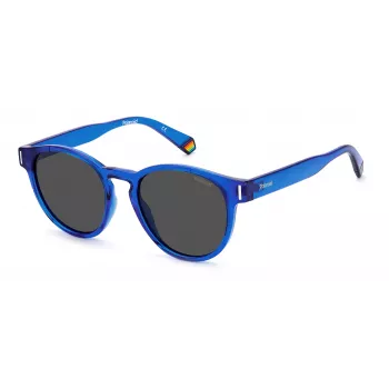 POLAROID Unisex PLD6175SPJPC3 Taisnstūra saulesbrilles - Melns rāmis, pelēkas polarizētas lēcas 51mm