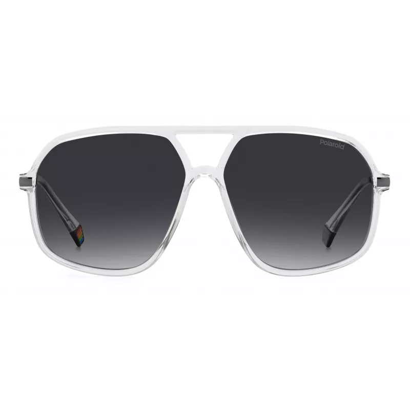 POLAROID Unisex PLD6182S900WJ Taisnstūra polarizētas saulesbrilles - Melns rāmis, pelēkas lēcas 59mm