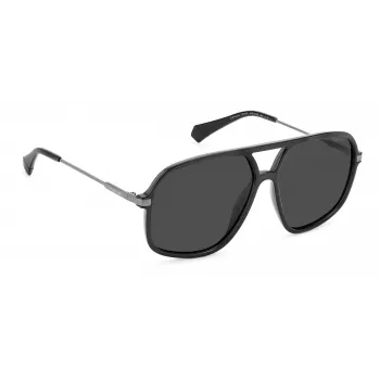 POLAROID Unisex PLD6182SKB7M9 Taisnstūra saulesbrilles Melnas/Pelēkas 59mm