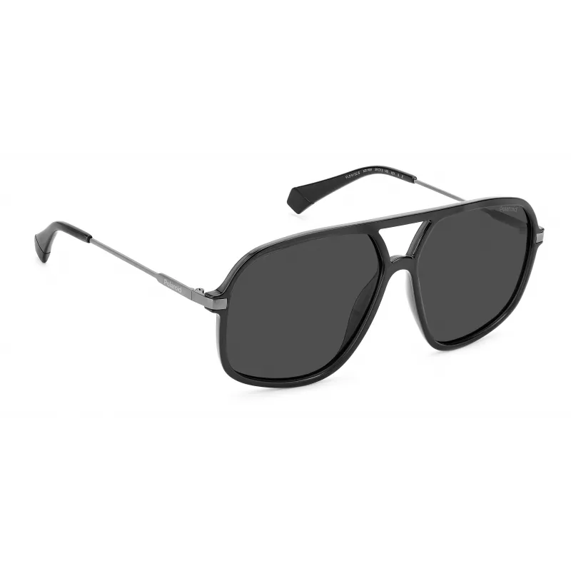 POLAROID Unisex PLD6182SKB7M9 Taisnstūra saulesbrilles Melnas/Pelēkas 59mm