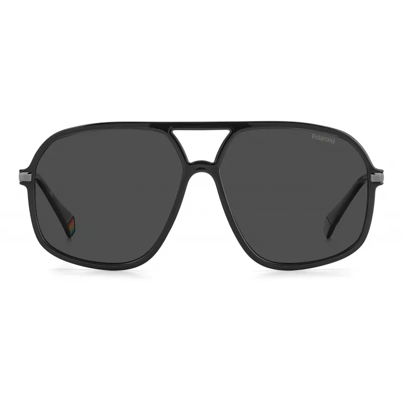 POLAROID Unisex PLD6182SKB7M9 Taisnstūra saulesbrilles Melnas/Pelēkas 59mm