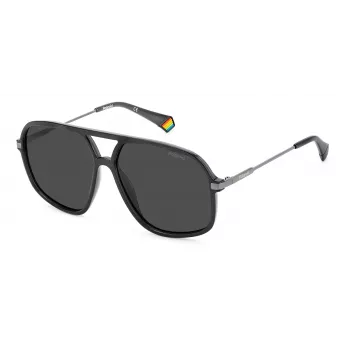POLAROID Unisex PLD6182SKB7M9 Taisnstūra saulesbrilles Melnas/Pelēkas 59mm