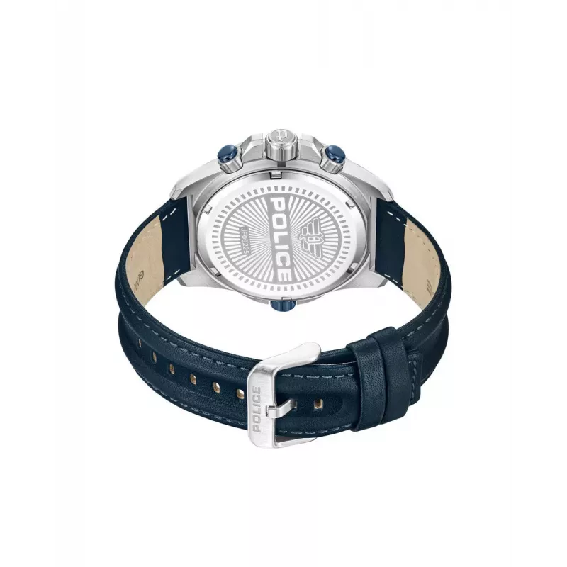 POLICE vīriešu PEWJF0022503 kvarca analogais pulkstenis 46mm nerūsējošais tērauds melna ādas siksna