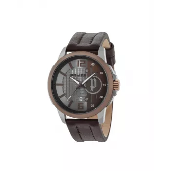 Police vīriešu kvarca analogais pulkstenis R1451291003 48mm zils ciparnīca brūna āda