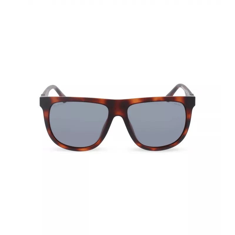POLICE Vīriešu SPLN33V59878P Taisnstūra Polarizētas Saulesbrilles - Havana Acetāta Rāmis, Brūna Lēca, 59mm