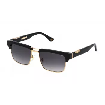 Police vīriešu kvadrātveida saulesbrilles SPLP25-550300, melns rāmis, pelēkas lēcas, 55mm