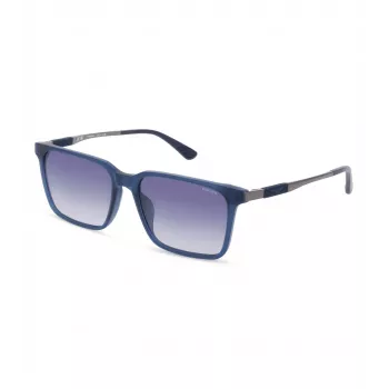 POLICE Vīriešu saulesbrilles SPLP31-5603LM - Kvadrātveida acetāta rāmis, pelēkas polikarbonāta lēcas, UV400 aizsardzība, 56/17/145 mm
