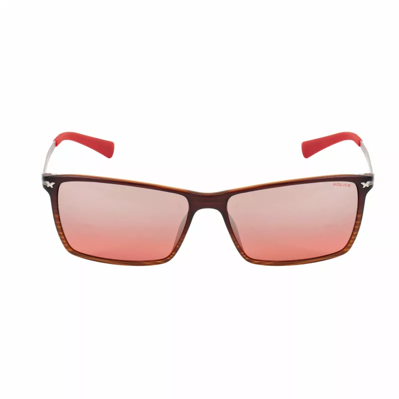 POLICE Vīriešu saulesbrilles S195758ABRM - Brūns Havana acetāta rāmis ar brūnu tonētu polikarbonāta lēcām - UV400 aizsardzība - 58 mm lēcas platums