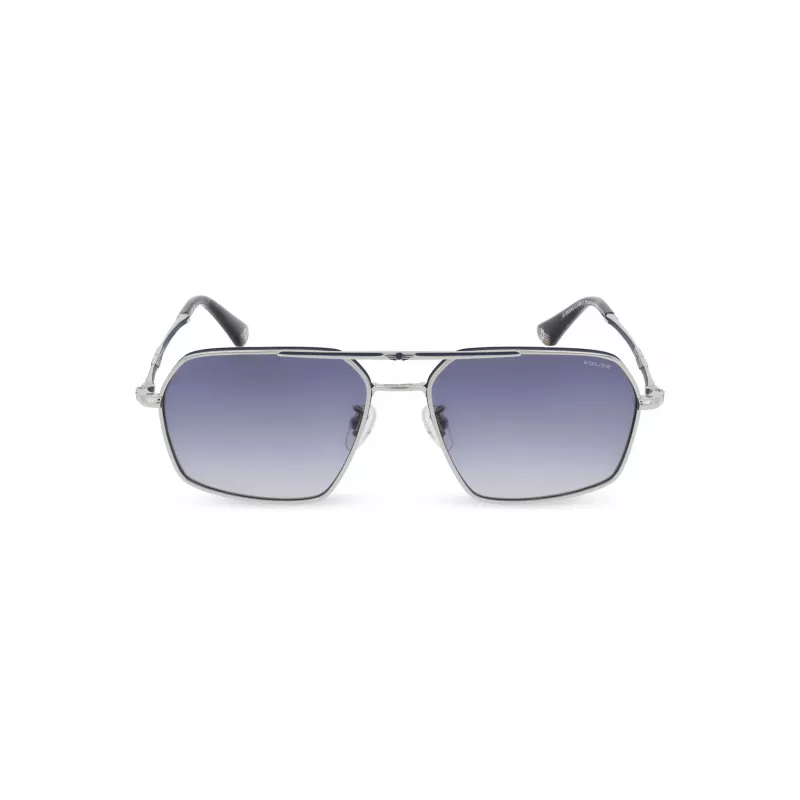 POLICE Vīriešu saulesbrilles SPLL86M580F94 Tumši Havana Kvadrātveida Acetāta Rāmis Pelēki Gradienta Lēcas UV400 58/16/145 mm