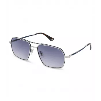 POLICE Vīriešu saulesbrilles SPLL86M580F94 Tumši Havana Kvadrātveida Acetāta Rāmis Pelēki Gradienta Lēcas UV400 58/16/145 mm