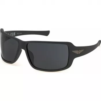 POLICE vīriešu saulesbrilles SPLN37M650I41 Pilot taisnstūra metāla rāmis, ieroču metāla krāsa, pelēkas lēcas 65 mm