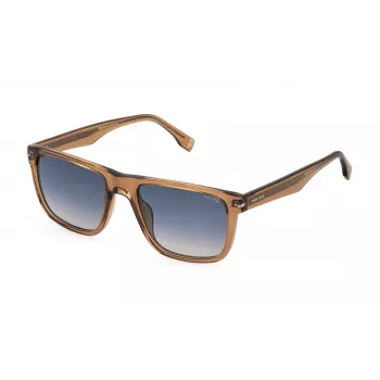 POLICE Vīriešu saulesbrilles SPLQ83-560805 - Taisnstūra acetāta rāmis, UV400 aizsardzība, 56 mm lēcas