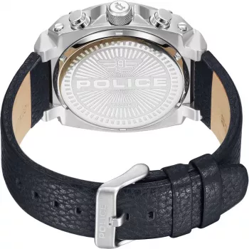 POLICE Vīriešu Pulkstenis PEWJF2226802 Blaze Kolekcija 45mm Nerūsējošā Tērauda Korpusa Melna Ādas Siksniņa Analogais Kvarcs