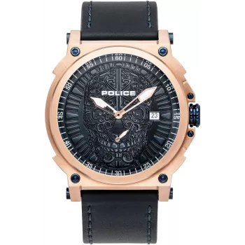 POLICE vīriešu pulkstenis PL15728JSR.03 Raho zils ciparnīca ādas siksniņa 53mm