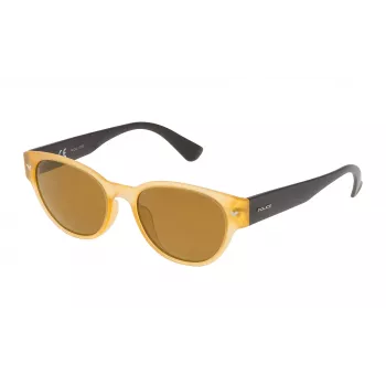 POLICE SPL15152760G Vīriešu taisnstūra saulesbrilles - Havana acetāta rāmis, zaļas polikarbonāta lēcas, UV400 aizsardzība