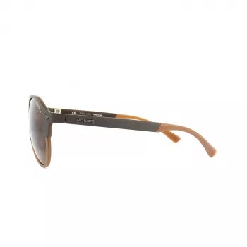 Police SPL1635594CP Unisex Taisnstūra saulesbrilles Havana Acetāta rāmis Zaļa Polarizēta lēca 55/19/140 mm