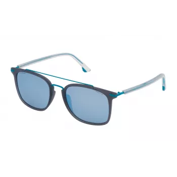 POLICE SPL58354M20P Unisex saulesbrilles - Melns acetāta rāmis, pelēkas polarizētas lēcas, 54mm