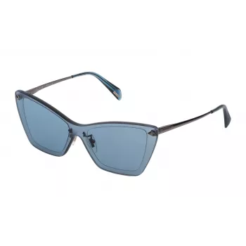 POLICE SPL936990402 Sieviešu kaķacs formas saulesbrilles, zelta rāmis, brūnas gradienta lēcas, 57 mm