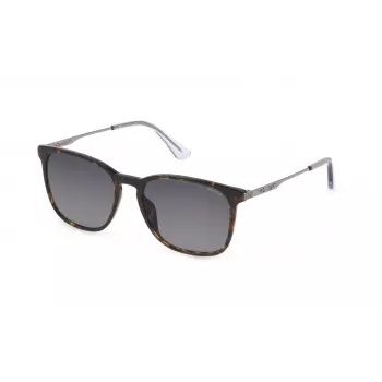 POLICE SPLD47-550752 Vīriešu saulesbrilles Havana acetāta rāmis Brūnas polikarbonāta lēcas 55mm