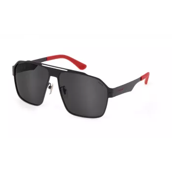 POLICE SPLL08M638YZP Vīriešu taisnstūra saulesbrilles Melna/Pelēka 63/13/140 mm