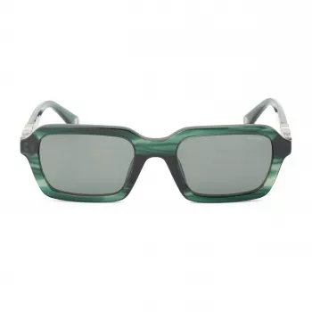 POLICE SPLL14-5309N6 Vīriešu saulesbrilles - Melns acetāta rāmis, Pelēkas polikarbonāta lēcas, UV400 aizsardzība, 53 mm