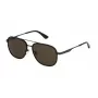 POLICE SPLL78-580627 Vīriešu taisnstūra saulesbrilles, spīdīgs melns rāmis, pelēkas lēcas, 58 mm