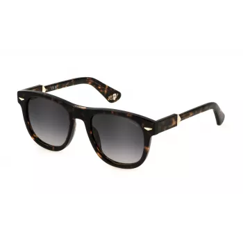 POLICE SPLL87-5206E4 Unisex taisnstūra saulesbrilles Havana brūns bruņurupuča rāmis Brūns gradienta lēcas 52mm
