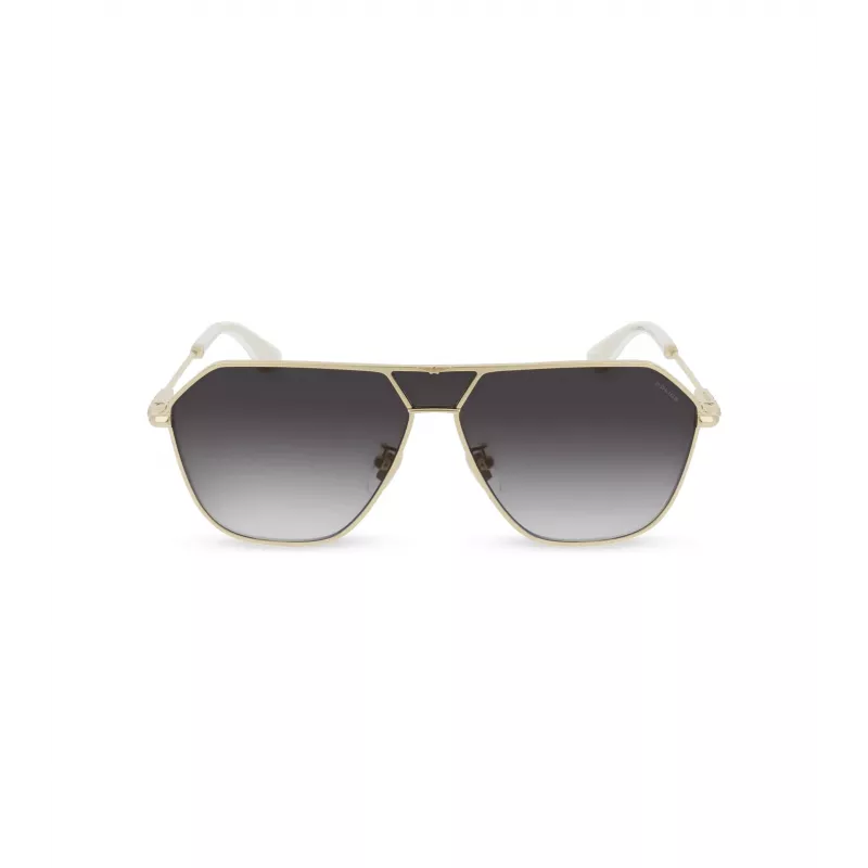 POLICE SPLL89-62300Y Vīriešu taisnstūra saulesbrilles - Melns rāmis, pelēkas lēcas 62mm