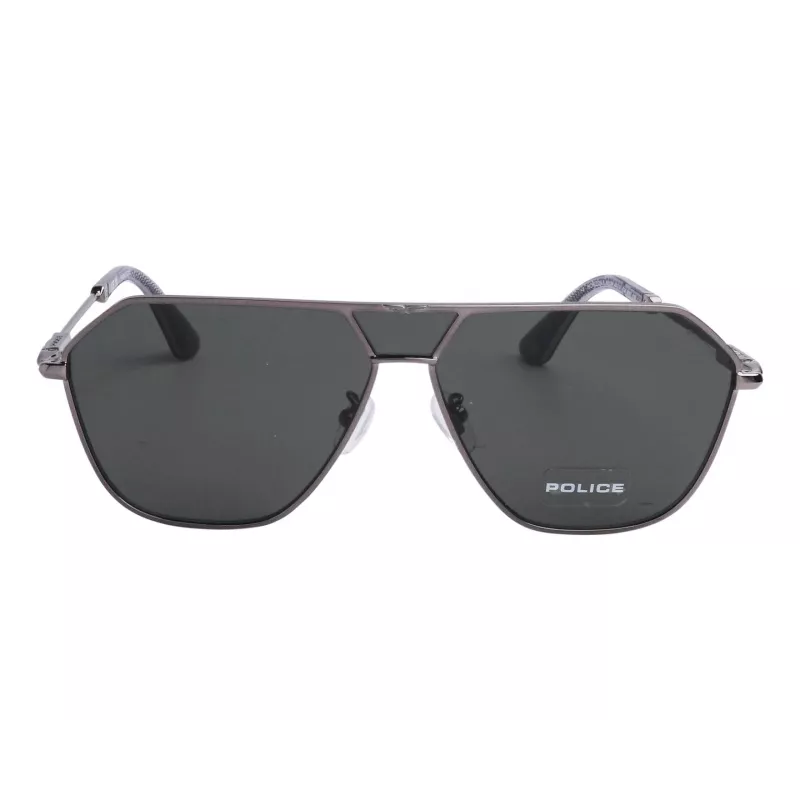POLICE SPLL89-62509Y Vīriešu kvadrātveida acetāta saulesbrilles - Melns rāmis, pelēkas lēcas 62/11/145 mm