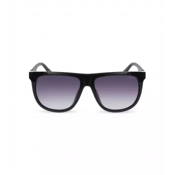 POLICE SPLN33M590Z42 Vīriešu saulesbrilles - Melns acetāta rāmis, Pelēkas polikarbonāta lēcas, UV400 aizsardzība, 59 mm lēcas platums