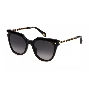 Police SPLN61-540700 Sieviešu saulesbrilles Spīdīgi melnas Pelēkas 54mm